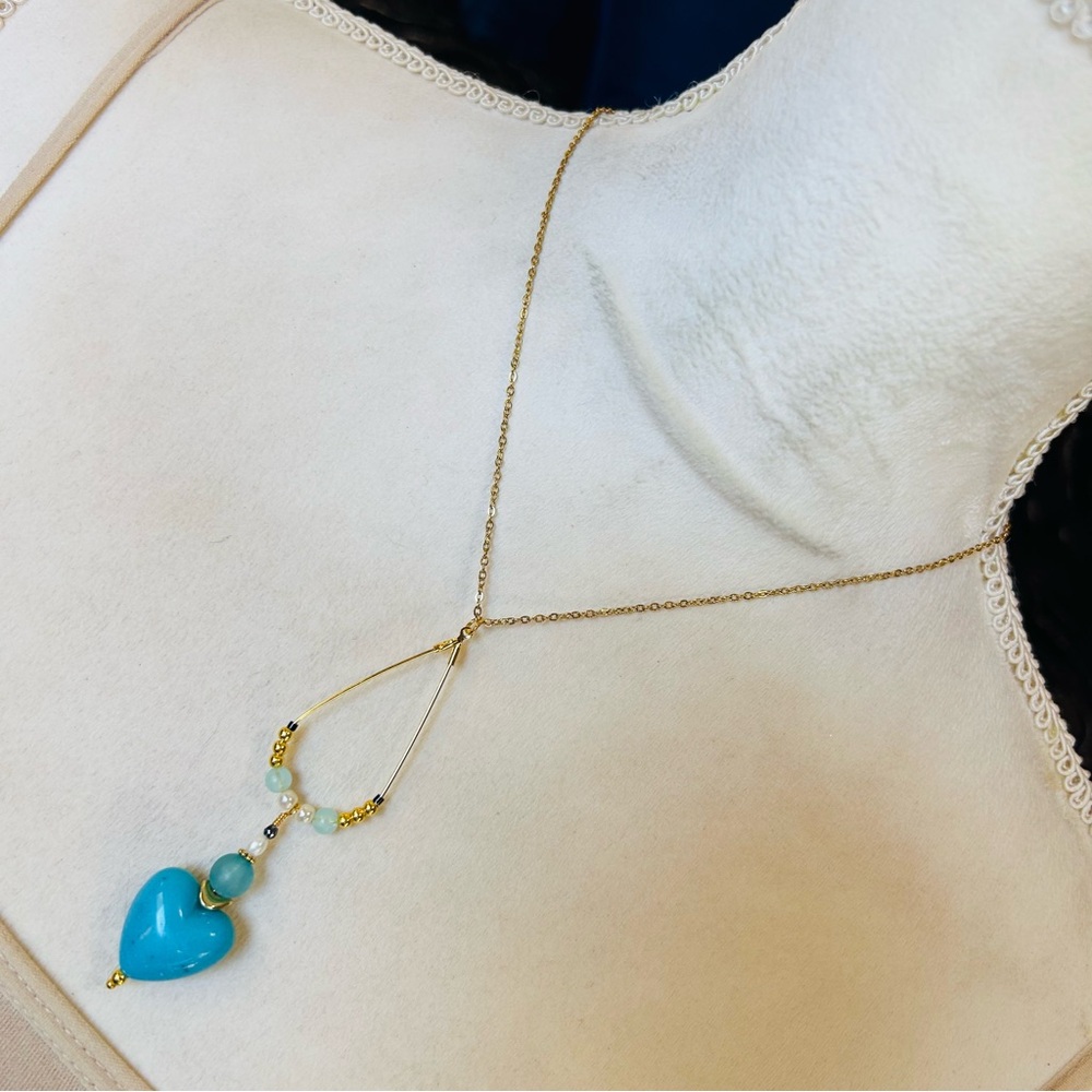 Handcrafted vintage bead changeable charm pendant on chain necklace